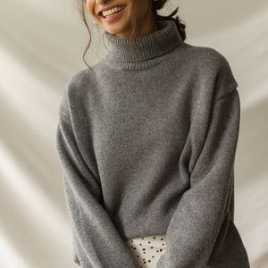 OLIVE Jane Turtleneck Jumper, Grey